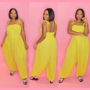 So Effortless Yellow Parachute Jumpsuit - BOUTIQUE